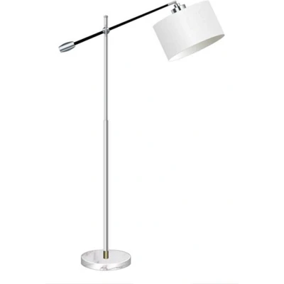 Afbeelding van Staande vloerlamp booglamp verstelbaar zilver wit creme lampenkap