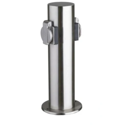 Afbeelding van Heitronic 35103 Buitenstopcontact 2 voudig RVS Kinderbeveiliging