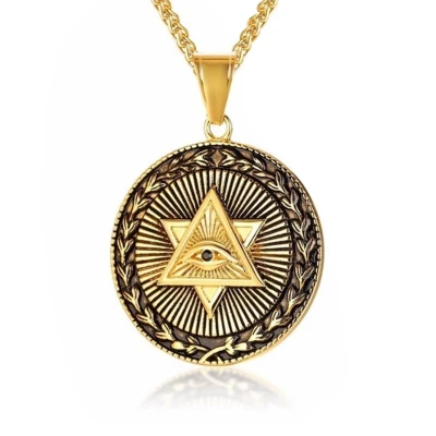 Afbeelding van Heren ketting Mendes Edelstaal Eye Of Providence Amulet