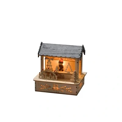 Afbeelding van Kersthuisje led kerstverlichting binnen 3 lampjes 11.5 x 12.5 cm