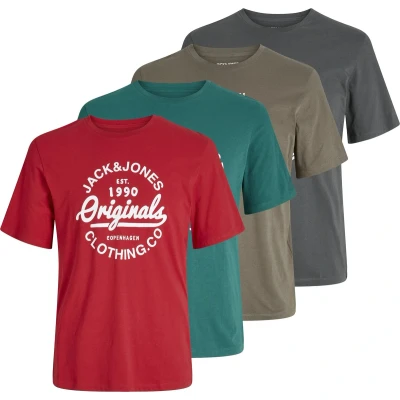 Afbeelding van Jack &amp; Jones 4 Pack print Tshirt Jjlino pack, Heren, Maat: XL,