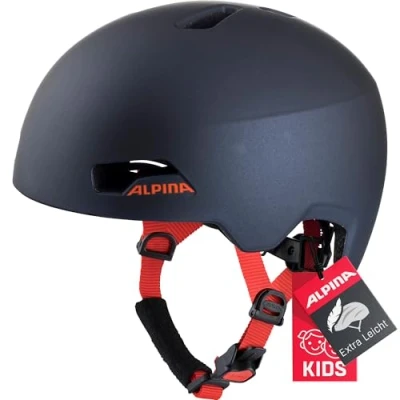 Afbeelding van ALPINA HACKNEY lichte, breukvaste en optimaal geklimatiseerde fietshelm met achteraf uitbreidbare led voor kinderen, indigomat, 51 56 cm