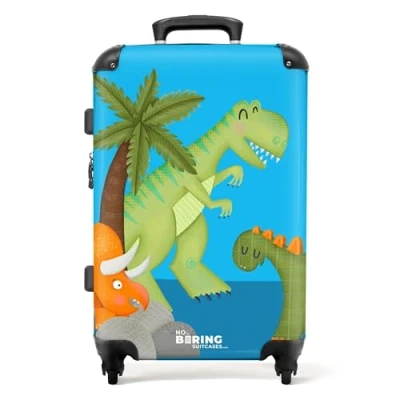 Afbeelding van NoBoringSuitcases.com® Kindertrolley jongens dino&#039;s Reiskoffer kinderen 20 kg bagage