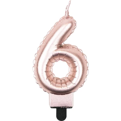 Afbeelding van Kaarsje 6 folie ballon rose goud 7cm