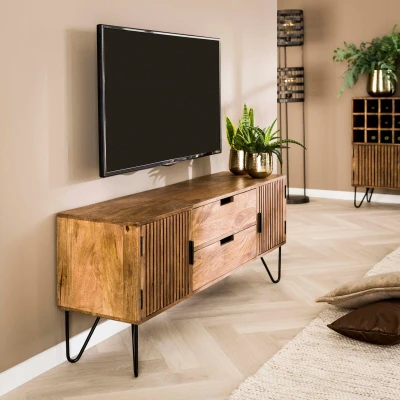 Afbeelding van Hoyz TV meubel Tweak Massief Mangohout kast 135x35x55