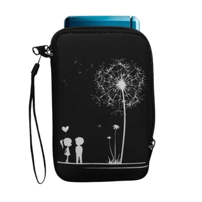 Afbeelding van kwmobile Carrying Case Compatible with Nintendo 3DS XL Console Pouch Zipper and Design Dandelion Love White / Black