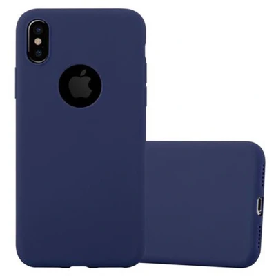 Afbeelding van Cadorabo Hoesje geschikt voor Apple iPhone X / XS in CANDY DONKER BLAUW Beschermhoes TPU silicone Case Cover