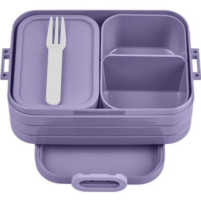 Afbeelding van Mepal Bento Lunchbox Take A Break Midi, broodtrommel met bentobox, maaltijdprepbox voor sandwiches, kleine snacks en restjes, snack lunch, voedselbox vakken, 900 ml, Vivid Lilac
