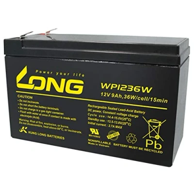 Afbeelding van Kung Long loodaccu 12V 9Ah WP1236W hoge stroom loodgel AGM, compatibel MP1236H, NPW45 12, HR1234WF2, UP RW1245P1