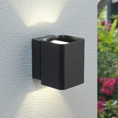 Afbeelding van Lucande LED wandlamp buiten 2 lichts aluminium H: 13.2 cm grafietgrijs Inclusief lichtbronnen