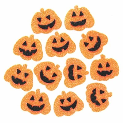 Afbeelding van Baker Ross FE738 Pompoen glitter foam stickers pak van 100, kinderstickers, ideaal voor kerstkunst en knutselprojecten, het maken kaarten versieren plakboeken