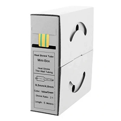 Afbeelding van Offgridtec 5 m krimpkous 9,5 mm&gt;4,8 mm geel/groen dispenserbox werkplaats auto 2:1