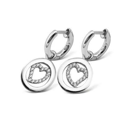 Afbeelding van Jwls4u Oorringen Sparkling Heart Zilver JE019S