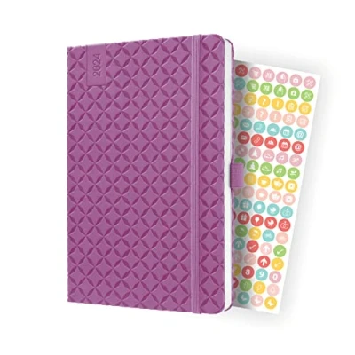 Afbeelding van 2x Weekagenda Flair A5 2024 (NL/FR/EN/DU) Pink Purple Hardcover