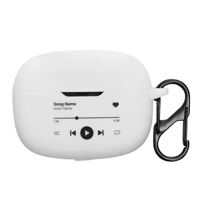 Afbeelding van kwmobile Hoes geschikt voor JBL Tune 230 NC TWS / T230NC Siliconen cover oordopjes in zwart Muziekspeler design