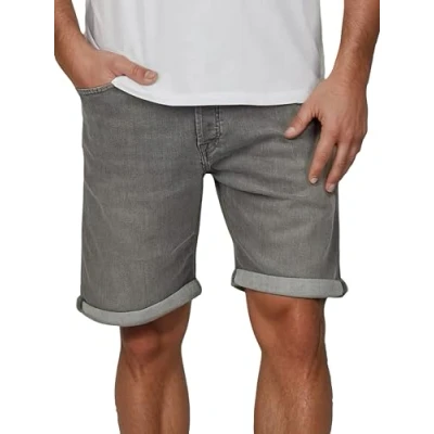 Afbeelding van JACK &amp; JONES JJIRICK Jeansshort voor heren, stretch, kort, regular fit, korte broek, bermuda shorts, zomer, denim, effen, zwart, blauw, S, M, L, XL, XXL, Grey Denim (12281169), M