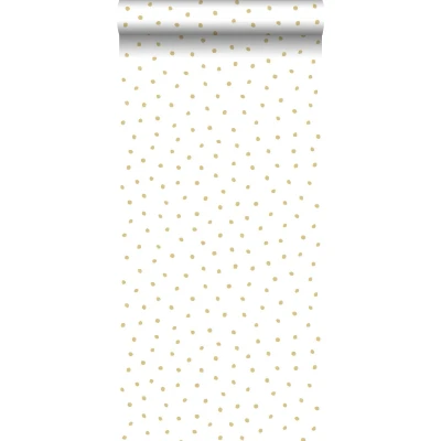Afbeelding van Leen Bakker ESTAhome Behang Stippen Glanzend Goud En Wit 53cm X 10.05 M Goudkleurig Vlies