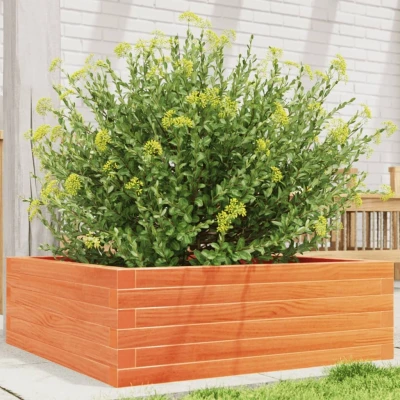 Afbeelding van Plantenbak 70x70x23 cm massief grenenhout wasbruin