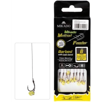 Afbeelding van 8 x MIKADO Method Feeder 36&quot; haken Rig `s met pellet /bait band en gevlochten koord in de maten 4 tot 16 verkrijgbaar (6 / Ø 0,16 mm 12,5 kg)