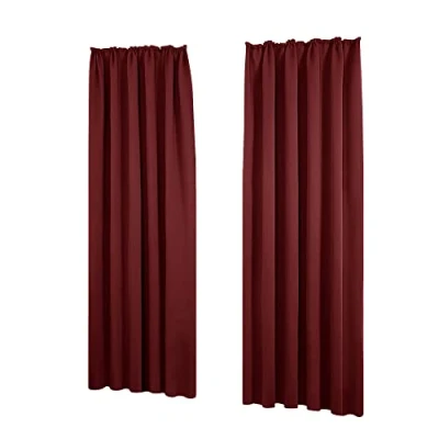 Afbeelding van Deconovo Thermo isolerende verduisteringsgordijnen, modern design met oogjes, gordijnen voor meisjesslaapkamer, 140 x 200 cm (breedte hoogte), niet rood, 2 stuks