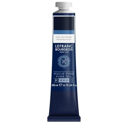 Afbeelding van Lefranc Bourgeois 301824 Fijne olieverf van uitstekende kwaliteit, lichtecht met een gelijkmatige consistentie, tube 200 ml, ideaal voor spieraammen, canvas, schilderbord Pruisisch blauw