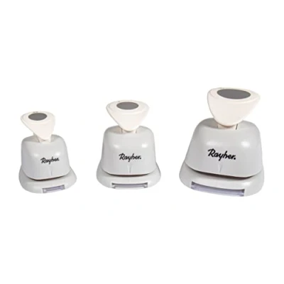 Afbeelding van Rayher 69261000 Set van 3 stansen, cirkels 1,6cm+2,54cm+3,81cm ø, geschikt voor papier/karton tot 200 g/m², wit