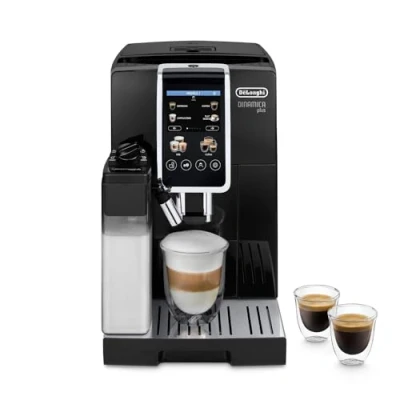 Afbeelding van De&#039;Longhi Dinamica Plus ECAM382.70.B Automatisch koffiezetapparaat voor koffiebonen, cappuccinomachine met LatteCrema Hot Espressomachine, kop 18 recepten, TFT display 8,9 cm (3,5 inch), 1450 W,