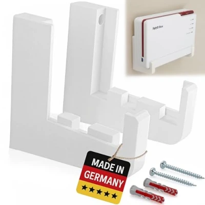 Afbeelding van Wandhouder voor AVM Fritz!Box 5690 Pro robuuste houder van kunststof Fritzbox Fiber Router, witte Made in Germany
