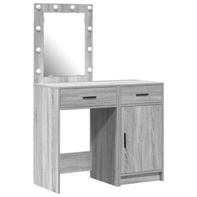 Afbeelding van vidaXL Kaptafel Set van 2 Grijze sonoma Geengineerd hout Spiegel