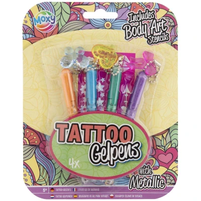 Afbeelding van Creative Craft Group Tattoo Gelpennen Metallic met Sjabloon, 4st.