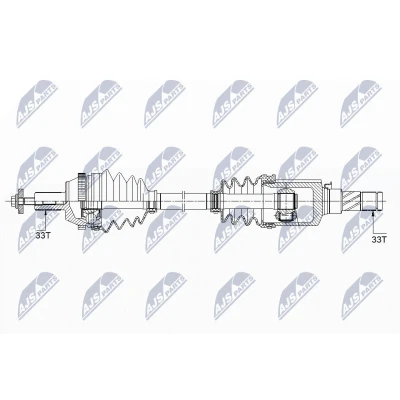 Afbeelding van NTY NPW ME 122 Aandrijfas Achteras rechts 763, 58mm