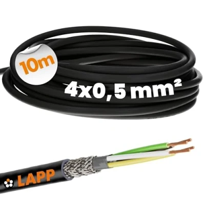 Afbeelding van 10 meter Lapp 1030519 LiYCY afgeschermde stuurkabel 4x0,5 mm² I UV bestendig Signaalkabel 4 draads Datakabel voor buitengebruik Soldeerkabel LED aansluitkabel Zwarte