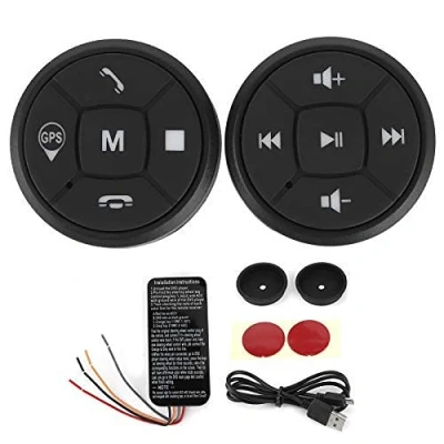 Afbeelding van Knop media afstandsbediening voor stuurwiel draagbare draadloze bluetooth auto telefoongesprekken muziek gps controller