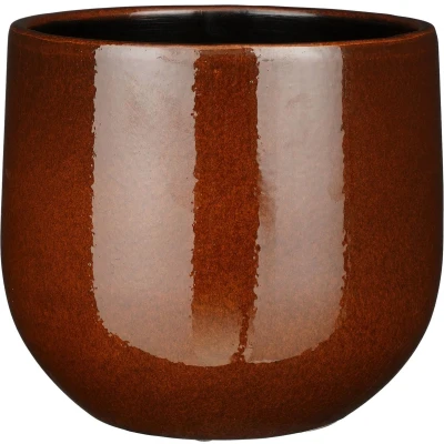 Afbeelding van Mica Decorations Plantenpot keramiek bruin glans D25 H20 cm