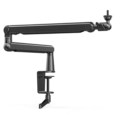 Afbeelding van FIFINE Microfoonarm, plat verstelbaar statief met microfoonklem, schroefadapter, kabelmanagement, voor podcast, streaming, gaming, studio