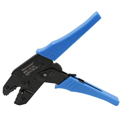 Afbeelding van Heschen Ratchet krimptang, HS 30J, geïsoleerde kabelklemmen krimpgereedschap, te gebruiken voor 1 2,5 6 mm² (20 10 AWG), blauw
