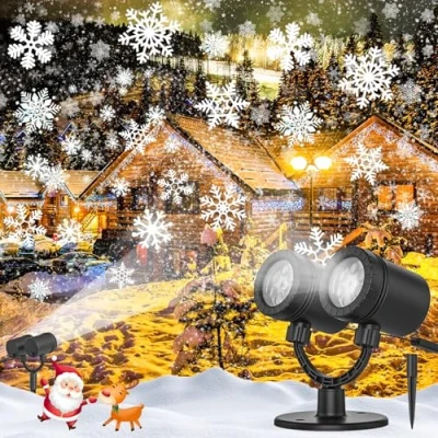 Afbeelding van SnowFlake Projector Lights Outdoor, Led Kerstverlichting Buiten, Sneeuwval Projectie Lichten Waterdicht voor Kerst Decoraties [LL 049 03]