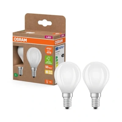 Afbeelding van OSRAM Superstar Classic P 40 LED in de vorm van een mini bouclassic, matglas, 2,2 W, 470 lm, E14, warm wit licht, 2700 K, EEK A, diameter 45 mm, 2 stuks