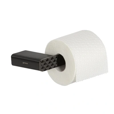 Afbeelding van Geesa Shift toiletrolhouder zonder klep met diamantpatroon zwart metaal geborsteld rechts