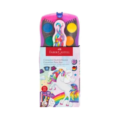 Afbeelding van Waterverfdoos Faber Castell Connector Unicorn 12kleuren +1 tube wit