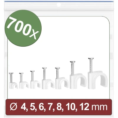 Afbeelding van Quadrios 24CA427 Spijkerclip Bundel Ø (bereik) 2 tot 12 mm Wit 700 stuk(s)
