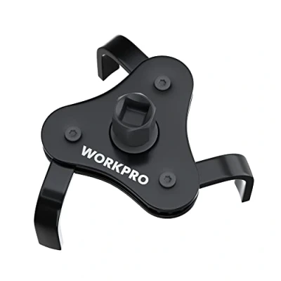 Afbeelding van WORKPRO Oliefiltersleutel 3 armig, universele oliefilterspin, oliefilterklauw, oliefilterverwijderingsgereedschap met aandrijfadapter voor auto&#039;s, motorfietsen, vrachtwagens, diameter 70 110 mm