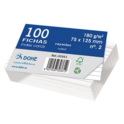 Afbeelding van DOHE 30361 indexkaarten, gelinieerd, 180 g, nr. 2, 75 x 125 mm, 100 stuks