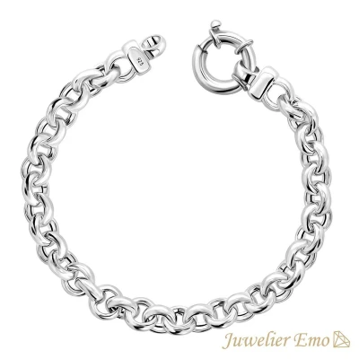 Afbeelding van Armband Zilver Jasseron schakelarmband gerhodineerd Dikte 7 MM 19 CM