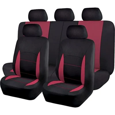 Afbeelding van Flying Banner Autostoelhoezen, platte stoffen universele pasvorm, volledige set compatibel met airbag, zwart en bordeauxrood