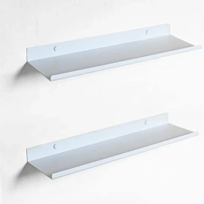 Afbeelding van MILUKA Wandrek, set van 2 witte wandplanken, 35 x 10 cm, als badkamerrek, zwevende entree, wandplanken voor slaapkamer, woonkamer, keuken, kantoor