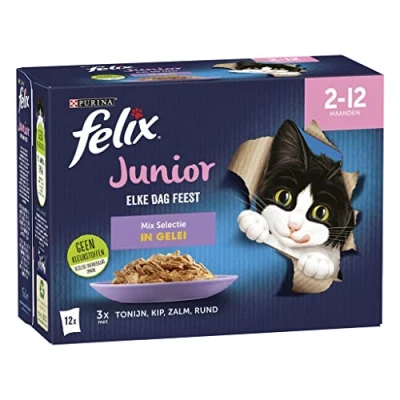 Afbeelding van 4x Felix Elke Dag Feest Mix Selectie in Gelei Junior 12 x 85 gr
