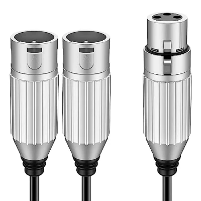 Afbeelding van J&amp;D XLR Splitter Kabel, PVC Schelp Gebalanceerde Microfoon Plug Kabel 2 Mannelijk naar Vrouwelijke 3 Pin Jack Y Adapter voor Record Mixer AMP Limiter Speaker, 0,48 M