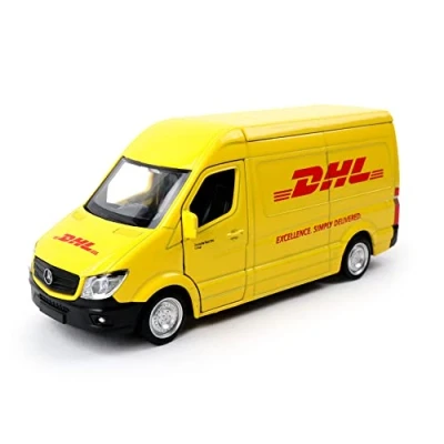 Afbeelding van TURBO CHALLENGE DHL vrachtwagen Stad 850318 1/36 Retro Frictieauto Geel Metaal Kinder Speelgoed Auto Voertuig Cadeau Vanaf 3 jaar