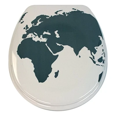 Afbeelding van MSV Design wc bril, softclose, Fast Fix/snelle bevestiging, bevestiging met druk op de knop, toiletbril deksel, bril &quot;World&quot;, wit